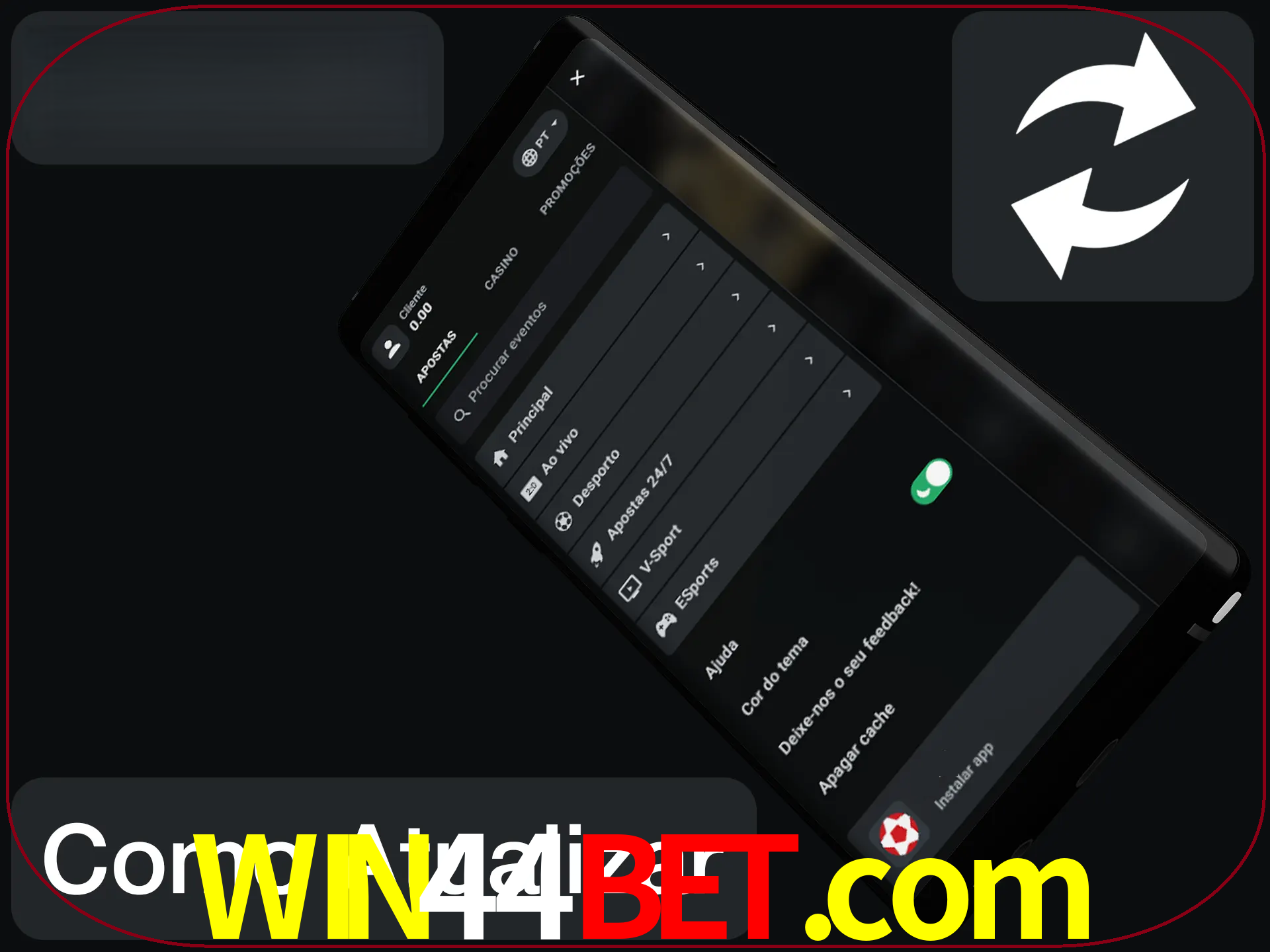 O aplicativo é atualizado automaticamente quando você faz o login.