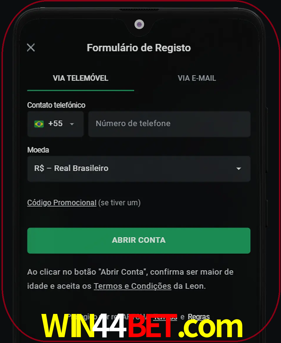 Abra o aplicativo e inicie o processo de registro.