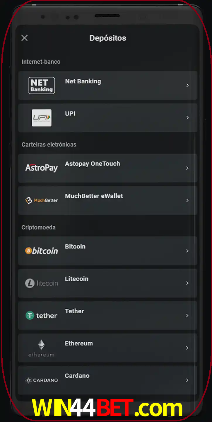 Você pode usar métodos alternativos de depósito.